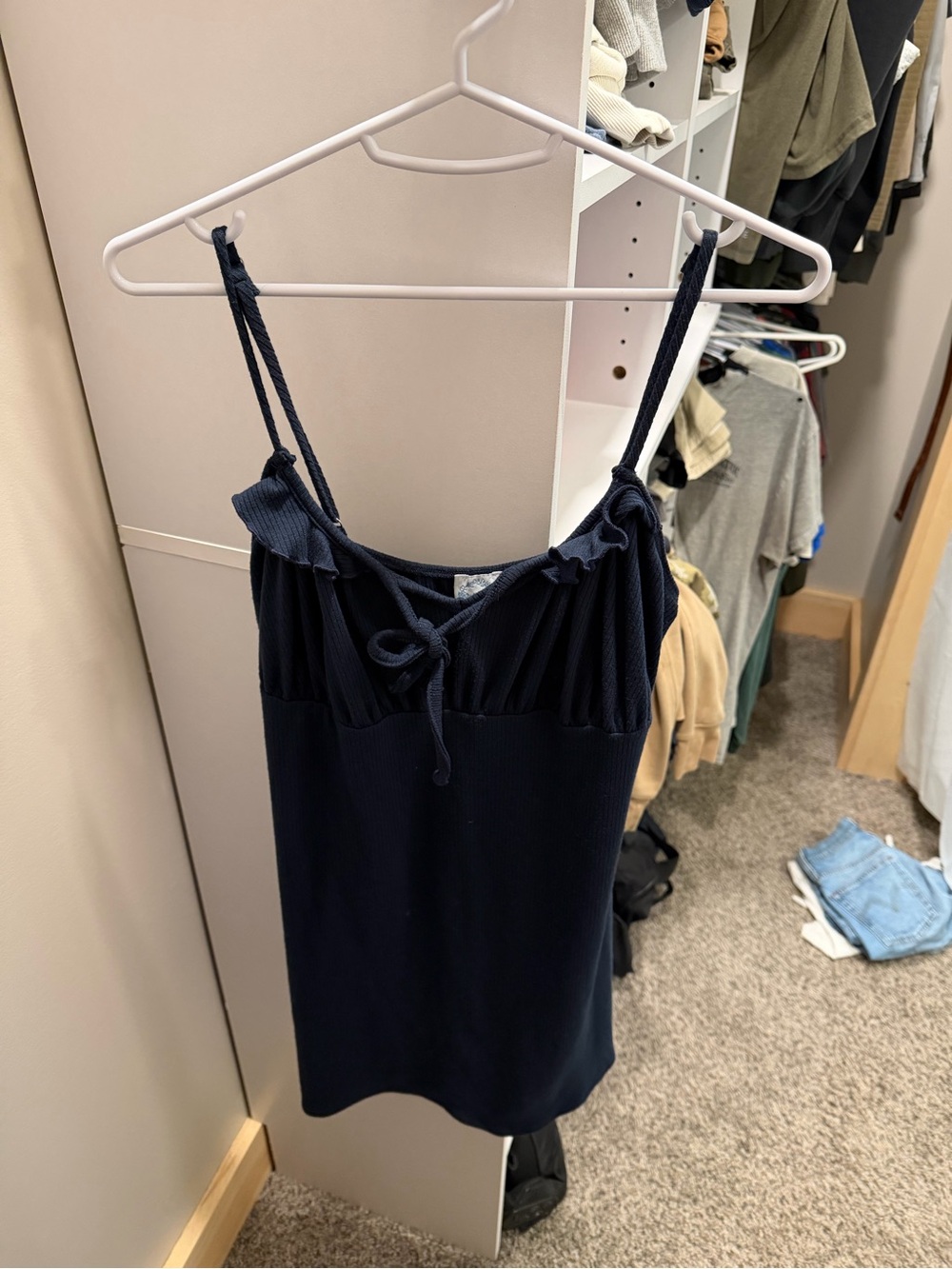 Blue Rain Navy Ribbed mini dress